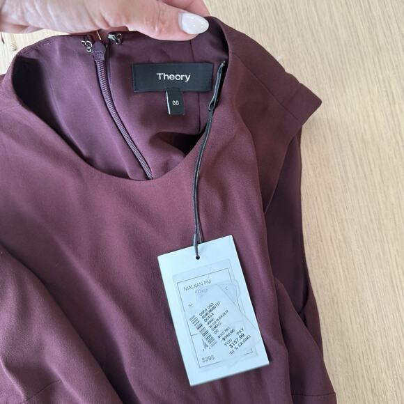NWT Theory Malkan Burgundy Flared Hem Shift Dress Size 00 2385 - Picture 7 of 9
